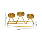 Three-Head Candle Holders Metal Decorations Romantic Wedding Dining Table Decorations, Colour: Golden