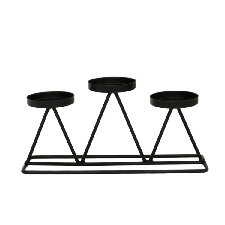 Three-Head Candle Holders Metal Decorations Romantic Wedding Dining Table Decorations, Colour: Golden