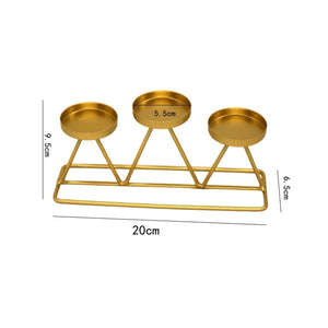 Three-Head Candle Holders Metal Decorations Romantic Wedding Dining Table Decorations, Colour: Golden