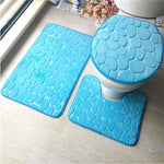 1 Set Three-Piece Set Flannel Anti-Slip Kitchen Bath Toilet Rug Mat Washable Carpet