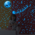 AFG3367 Moon + 407 PCS Dot + 103 PCS Star + Two Christmas PE Film Luminous Stickers, Specification: Blue