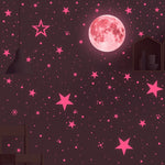 AFG3303 Home Decoration Luminous Stars Moon PVC Stickers, Specification: 435PCS+30cm Moon (Pink)