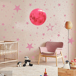 AFG3303 Home Decoration Luminous Stars Moon PVC Stickers, Specification: 435PCS+30cm Moon (Pink)