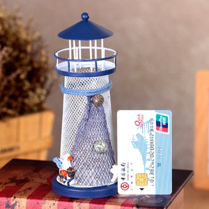 Mediterranean Style Flashing Ocean Tin Lighthouse Decoration, Style Random Delivery M1021 Large 30cm