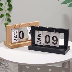 Wooden Flipping Calendar Simple Home Desktop Small Ornaments Study Desk Calendar