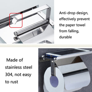 4103 Stainless Steel Roll Paper Holder Mobile Phone Paper Towel Rack Hotel Bathroom Rack, Color: