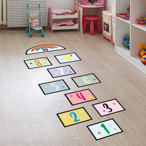 Digital Jumping Grid Game Cartoon Floor Paste Preschool Ground Decoration For Children