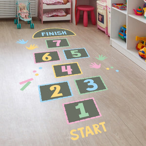 Digital Jumping Grid Game Cartoon Floor Paste Preschool Ground Decoration For Children