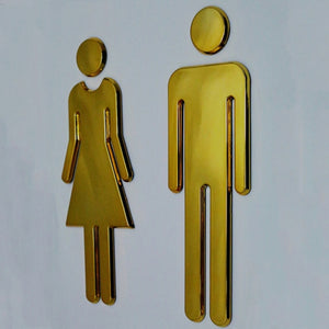 2 PCS 20cm 3D DIY Man & Woman Toilet Sticker WC Door Sign Decals Toilet Signs