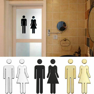 2 PCS 20cm 3D DIY Man & Woman Toilet Sticker WC Door Sign Decals Toilet Signs