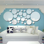 JM004 26PCS Bedroom Geometric Round Stereo Acrylic Mirror Wall Sticker