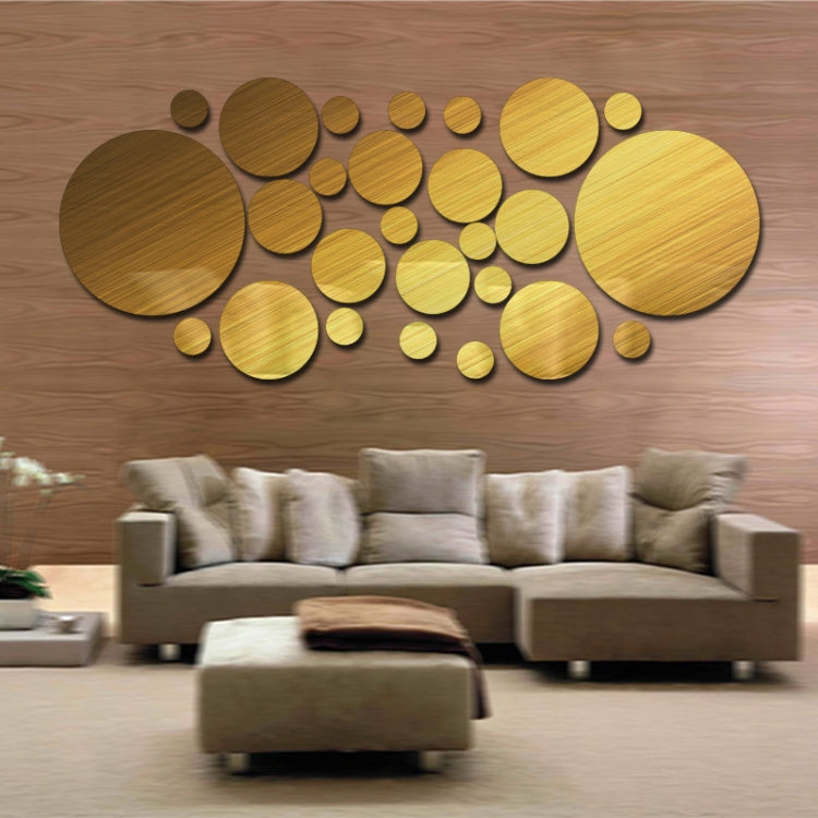 JM004 26PCS Bedroom Geometric Round Stereo Acrylic Mirror Wall Sticker