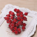 80PCS 12mm Simulation Berry Frost Red Small Fruit Foam Berry DIY Accessories Flower Arrangement Material