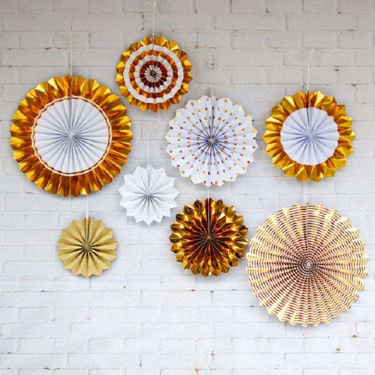 2 Sets Bronzing Paper Fan Flower Set Birthday Holiday Wedding Party Decoration