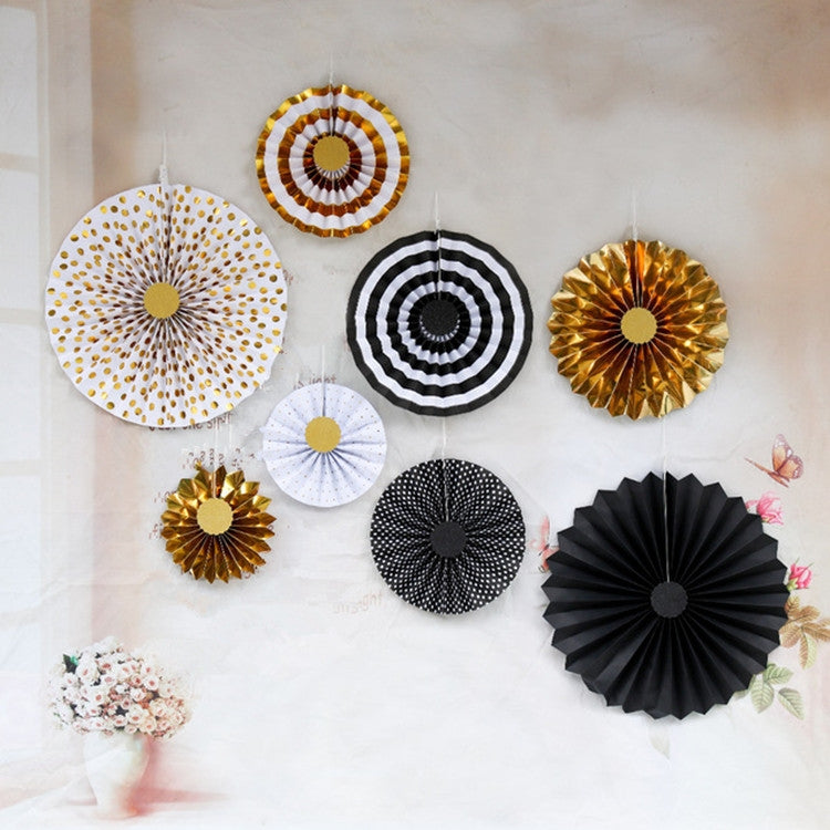 2 Sets Bronzing Paper Fan Flower Set Birthday Holiday Wedding Party Decoration