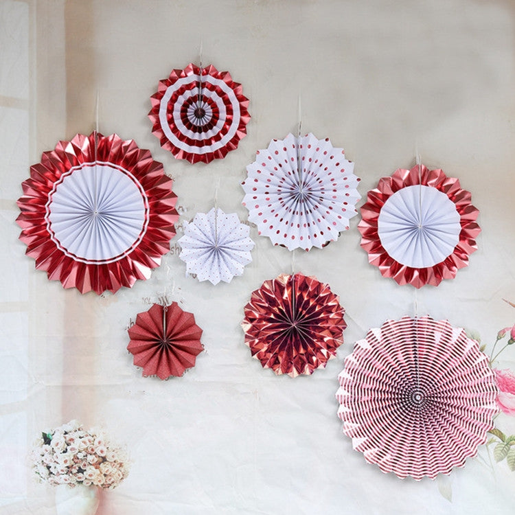 2 Sets Bronzing Paper Fan Flower Set Birthday Holiday Wedding Party Decoration